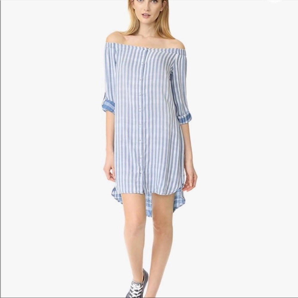 Anthropologie Cloth & Stone Off the Shoulder Striped Dress
